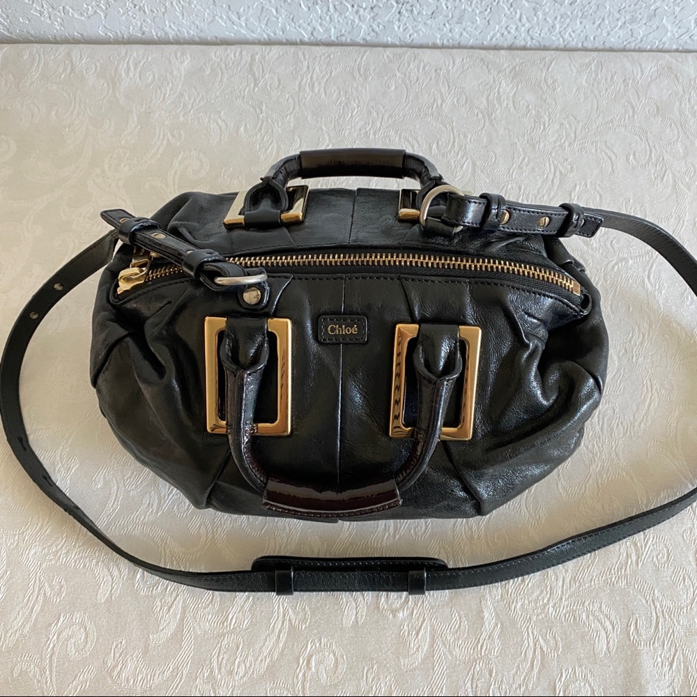 Chloe small black leather 2 way bag